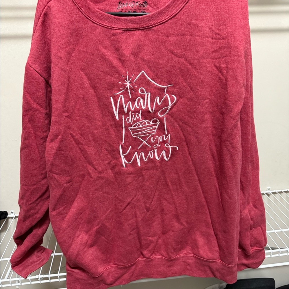 Women's Red Sweater with Embroidered Design
